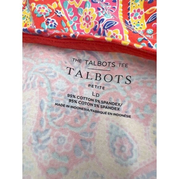 Talbots Petites Women Size LP Colorful Medallion Paisley T-Shirt Top - Picture 3 of 6